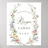 パステルピンクフローラワイルドフラワーレシピカード ポスター (正面)