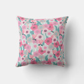 パステルピンクフローラ抽象芸術パターン クッション (裏面)