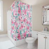 パステルピンクフローラ抽象芸術パターン シャワーカーテン (インサイチュ)