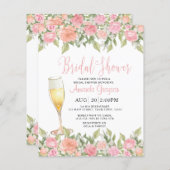 パステルピンクフローラ結婚と金ゴールドブライダルシャワー (正面/裏面)