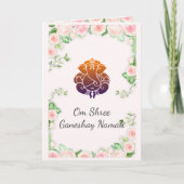 パステルピンクフローラ結婚インディアン 招待状 (正面)