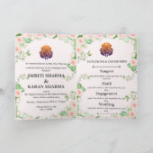 パステルピンクフローラ結婚インディアン 招待状 (内部)