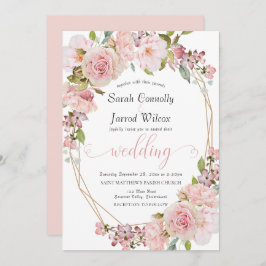 パステルピンクフローラ結婚式招待状 招待状