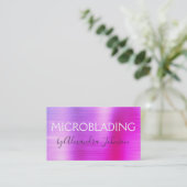 パステルピンクブラシ仕上げメタルマイクロブラディング 名刺 (スタンド正面)