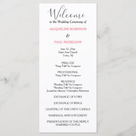 パステルピンクブラック結婚式 プログラム