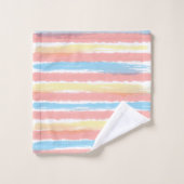 パステルピンクブルーイエローウォーター色のストライプ バスタオルセット (ウォッシュタオル)