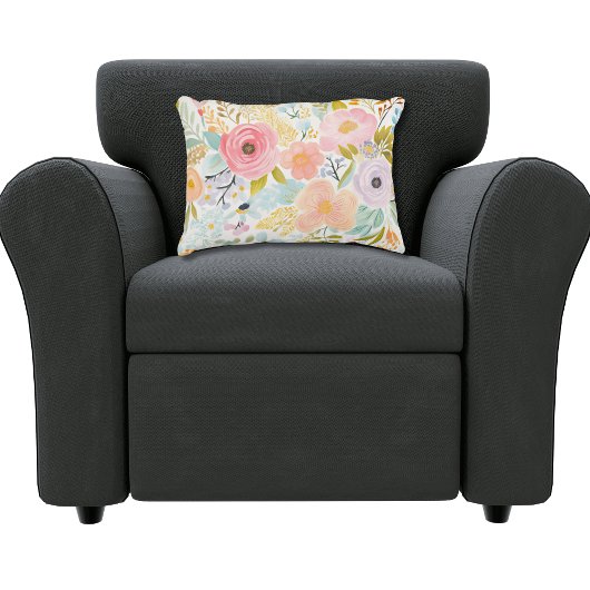 パステルピンクブルーウォーターカラーフローラ植物学 アクセントクッション