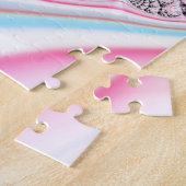 パステルピンクブルーキャンディーケーンスパイラルフラクタル ジグソーパズル (側面)