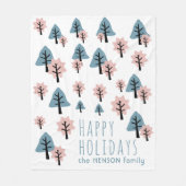 パステルピンクブルークッキーベルスターツリーズクリスマス フリースブランケット (正面)