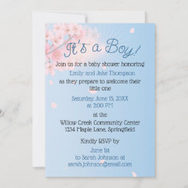 パステルピンクブルーグリーン妊娠男の赤ちゃんシャワー 招待状