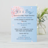 パステルピンクブルーグリーン妊娠男の赤ちゃんシャワー 招待状 (スタンド正面)