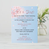 パステルピンクブルーグリーン妊娠赤ちゃんガールシャワー 招待状 (スタンド正面)