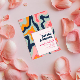 パステルピンクブルーグルービー70s サイケデリック 招待状