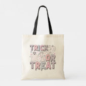 パステルピンクブルーグレー幽霊スタートリックまたはトリート トートバッグ (裏面)