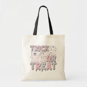 パステルピンクブルーグレー幽霊スタートリックまたはトリート トートバッグ (正面)