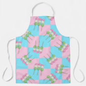 パステルピンクブルーダゴ市松模様にオールオーバーエプロン エプロン (正面)