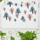 パステルピンクブルーツリークッキーベルスタークリスマス キッチンタオル (折り畳み)