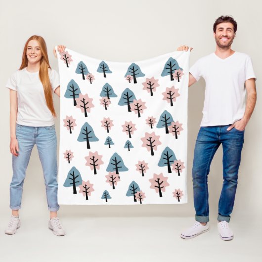 パステルピンクブルーツリークッキーベルスタークリスマス フリースブランケット (インサイチュ)