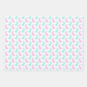 パステルピンクブルーパープルグリーンイースターバニー ラッピングペーパーシート (正面3)