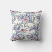 パステルピンクブルーパープルフラワーホワイト クッション (正面)