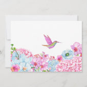 パステルピンクブルーフローラブランチと鳥の誕生日 招待状 (裏面)