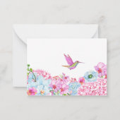 パステルピンクブルーフローラブランチと鳥 ノートカード (裏面)
