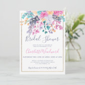 パステルピンクブルーフローラ水彩ブライダルシャワー 招待状 (スタンド正面)