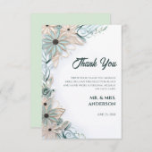 パステルピンクブルーフローラ結婚ズ紙クイリング サンキューカード (正面/裏面)