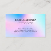 パステルピンクブルーホログラフィックグラデーションロゴ 名刺 (裏面)