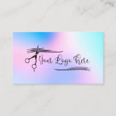 パステルピンクブルーホログラフィックグラデーションロゴ 名刺 (正面)