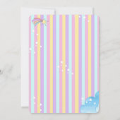 パステルピンクブルーマジカルユニコーンをテーマにした誕生日 招待状 (裏面)