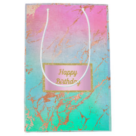 パステルピンクブルーマーブル抱き枕好意バッグnew ミディアムペーパーバッグ