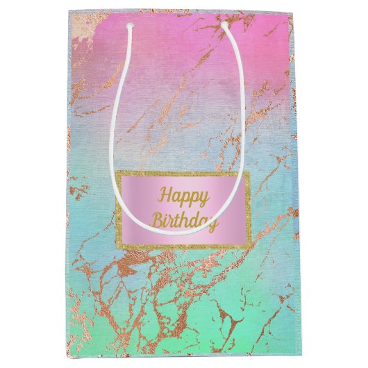 パステルピンクブルーマーブル抱き枕好意バッグnew ミディアムペーパーバッグ (正面)