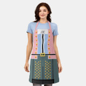 パステルピンクブルーモノグラムナツクラッカー エプロン (着用した状態)