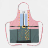 パステルピンクブルーモノグラムナツクラッカー エプロン (正面)