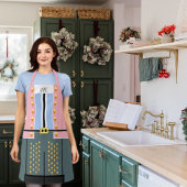 パステルピンクブルーモノグラムナツクラッカー エプロン