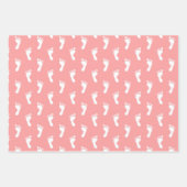 パステルピンクブルーライムグリーンベビー足 ラッピングペーパーシート (正面)