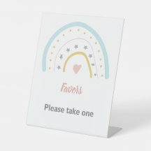 パステルピンクブルーレインボーゲストブックバースデーパーティー