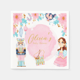 パステルピンクブルーヴィンテージくるみクラッカーベビーシャワー スタンダードカクテルナプキン