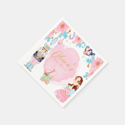 パステルピンクブルーヴィンテージくるみクラッカーベビーシャワー スタンダードカクテルナプキン (角)