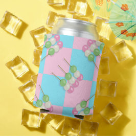 パステルピンクブルー市松模様にダンクールゴ 缶クーラー