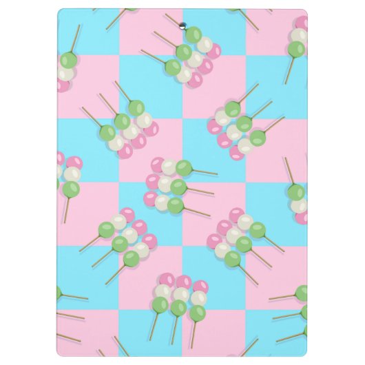 パステルピンクブルー市松模様にダンゴクリップボード クリップボード (裏面)