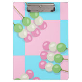 パステルピンクブルー市松模様にダンゴクリップボード クリップボード (正面)
