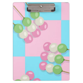 パステルピンクブルー市松模様にダンゴクリップボード クリップボード