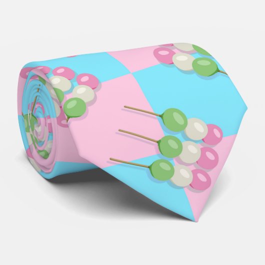 パステルピンクブルー市松模様にダンゴネックタイ ネクタイ (ロール)