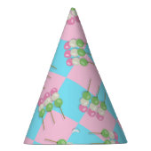 パステルピンクブルー市松模様にダンゴパーティー帽子 パーティーハット (右)