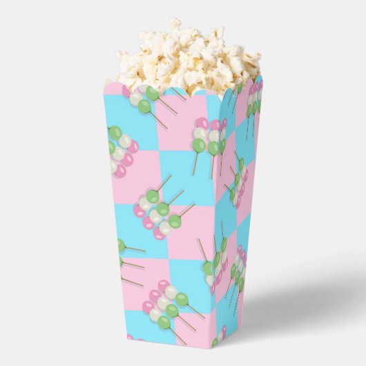 パステルピンクブルー市松模様にダンゴフェイスボックス フェイバーボックス (はじけた状態)