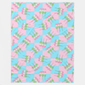 パステルピンクブルー市松模様にダンゴフリースブランケット フリースブランケット (正面)