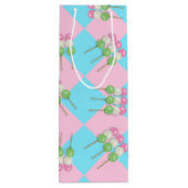 パステルピンクブルー市松模様にダンゴボトル抱き枕 ワインギフトバッグ (裏面)