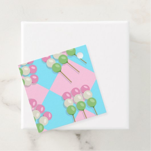 パステルピンクブルー市松模様にダンゴメッセージカード フェイバータグ (インサイチュ)
